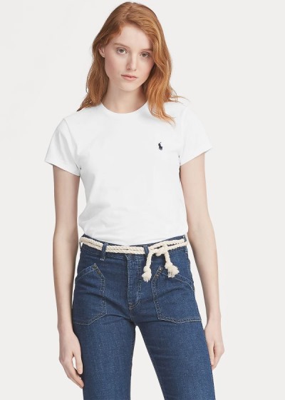 Playeras Polo Ralph Lauren Mujer Blancos - Cotton Crewneck - YGEIC7813